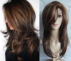 Highlights straight hair with long layers. Diy Wig Women Long Layered Natural Straight Synthetic Hair Wig Highlight Multicolor With Free Wig Cap Brown Buy Online In Angola At Angola Desertcart Com Productid 112180244