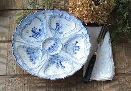 Antique Weimar German Oyster Plate Delft Blue By Rosebudsoriginals Oyster Plates Hand Painted Antiques