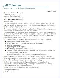 Bartender Cover Letter Sample