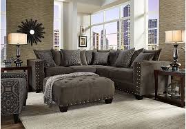 Cindy Crawford Home Sidney Road Gray 2 Pc Sectional Living Room Sets Gray Living Room Leather Quality Living Room Furniture Sectional Living Room Sets
