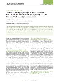 Pdf Termination Of Pregnancy Cultural Practices The Choice On Termination Of Pregnancy Act And The Constitutional Rights Of Children