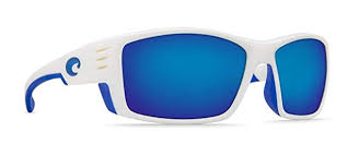 New Costa Del Mar Cortez Cz 90 White W Blue Logo Sunglasses