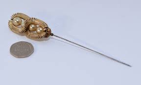 Vintage Hat Pin 1940s 1950s Gold Tone Faux Pearls Etsy Hat Pins Hats Vintage Faux Pearl