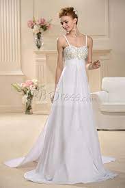 Empire Waist Beading Spaghetti Straps Wedding Dress Wedding Dresses Unique Spaghetti Strap Wedding Dress Wedding Gowns With Sleeves