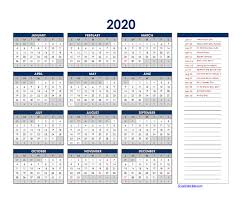 2020 South Africa Yearly Excel Calendar Free Printable Templates