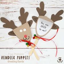 We have curated easy christmas cards for toddlers and preschoolers to make. Reindeer Puppets Greeting Cards Kids Craft Room