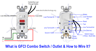 Switches and lighting controls, combination devices, residential grade, 2) three way toggles, self grounding, 15a 120v ac, side wired, light almond compare view details How To Wire Gfci Combo Switch Outlet Gfci Switch Outlet Wiring