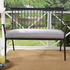Better Homes Gardens Shaker Patio Bench Black With Gray Cushion Walmart Com In 2020 Patio Bench Grey Cushions Porch Bench