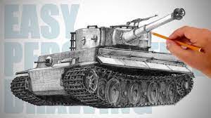 How To Draw A Tank - Easy Perspective Drawing 10 - Youtube