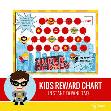 Kids Reward Chart Superhero Printable Behavior Chart