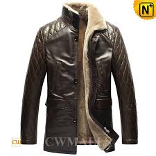 Cwmalls Mens Quilted Leather Shearling Coat Cw857018 Handsome Men S Leathe Sherling Coats Designed In Qul Mens Leather Coats Mens Shearling Coat Leather Jacket