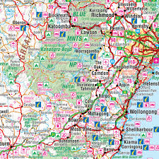 This map shows cities, towns, freeways, through routes, major connecting roads, minor connecting roads, railways, fruit fly exclusion zones, cumulative distances, river and lakes in new south wales (nsw). New South Wales State Map Hema Maps Carto Graphics