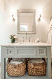 D open bath vanity with baskets in gray with marble top in white with white basin this single bathroom vanity features an open this single bathroom vanity features an open concept design for on trend modern farmhouse style. Pin By Mattie Mom Two Girls On Home Bathrooms Pretty Bathrooms Bathroom Makeover Bathroom Decor