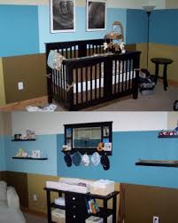 Blue and brown nursery decorating ideas. Modern Blue Baseball Nursery