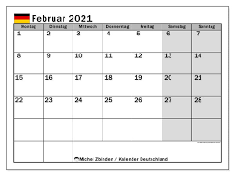Kalender 2021 januar zum ausdrucken. Kalender Deutschland Februar 2021 Zum Ausdrucken Michel Zbinden De