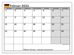 Dieser druckfertige kalender ist absolut kostenlos. Kalender Deutschland Februar 2021 Zum Ausdrucken Michel Zbinden De