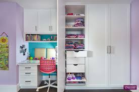 Emily quad wardrobe with 2 drawers painted ivory with oak tops. Wardrobe Closets Toronto Organized Interiors