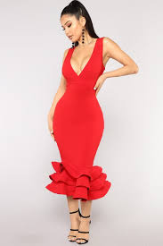 Dates With Babe Ruffle Dress Red Red Ruffle Dress Red Dresses Classy Red Dress