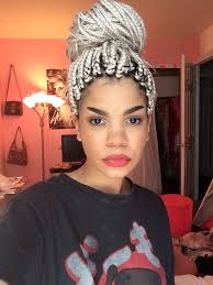 Platinum Blonde Black And Blonde Box Braids Mixed Box Braids Afro Hairstyle Black Girl With Platinum Blonde Hair Silver Hair Black Womens Inspiratio Hair Styles Platinum Blonde Hair Braided Hairstyles Easy