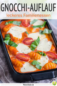 Gnocchi Auflauf Mit Tomatensosse Mozzarella Und Basilikum Meinestube Rezept Gnocchi Auflauf Rezepte Gnocchi Gerichte