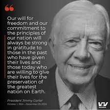 Today, we honor the life of Jimmy Carter, a man who dedicated himself to  serving others. From his military service to his presidency and his  tireless humanitarian efforts, he embodied selflessness and