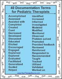 40 Documentation Terms For Pediatric Therapists Repinned By Sos Inc Resources Http Pinterest Pediatric Therapy Pediatric Physical Therapy Therapy Counseling