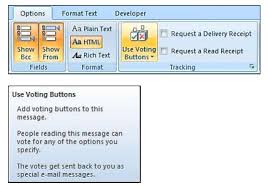 In the new message window, go to the options tab, and click the use voting buttons > custom. How To Create A Poll In Microsoft Outlook 2011 Super User