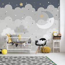 Floating Clouds Mural Kids Room Wallpaper Kids Room Murals Baby Room Decor