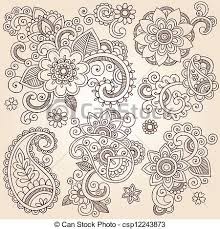Vector Henna Flower Tattoo Design Elements Stock Illustration Royalty Free Illustrations Stock Cli Floral Illustration Design Flower Henna Paisley Tattoo