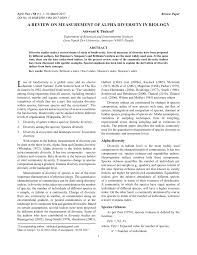 Pdf A Review On Measurement Of Alpha Diversity In Biology