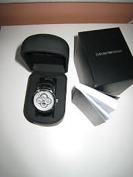 Emporio Armani Mens Black Leather Moon Phase MECCANICO Watch AR4613 USED