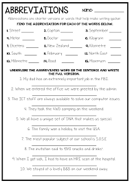 Abbreviations Worksheet No Prep Printable Part Of Speech Grammar Grammar Workbook Subject And Predicate Worksheets
