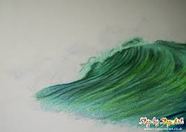 Take special note of the blue lines in each picture; Waves A Coloured Pencil Mini Tutorial Step By Step Art Tutorials Articles Art Workshops