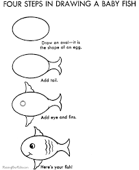 Draw the curved line in the left part of the shape. How To Draw Fish Fish Drawings Fish Drawing For Kids Draw A Fish
