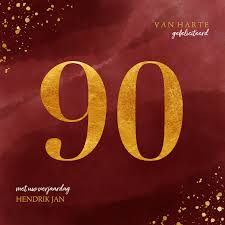Verjaardagskaart 90 Jaar Gouden Spetters Op Kaartje2go
