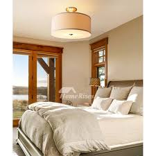 Installing a flush light in a room with a higher ceiling might create. Fabric Lampshade Semi Flush Ceiling Light Fixtures Round Kids Bedroom Solid Brass E27 Led 20 Inch