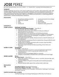Best Radiology Technician Resume Example Livecareer