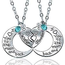 Youfeng I Love You To The Moon And Back Mother Daughter Moon Love Heart Necklace Pendant 2pc Moth Mothers Necklace Mother Daughter Necklace Daughter Necklace