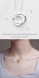 Mother S Necklace With Kids Names 3 Rings Mothers Necklace Necklace With Kids Names Necklace For Girlfriend