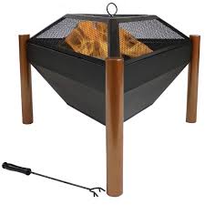 Outdoor bazaar 18 inch square metal lid/cover for firepit and firetable bowls. Sunnydaze Outdoor Camping Or Backyard Steel Triangle Fire Pit With Wood Grate Log Poker And Spark Screen 31 Copper Finish Target