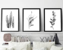 Printable Black And White Botanical Prints Downloadable Set Of 3 Botanical Prints Black White Monochrome Printable Art Australian Gum Leaves Fern Fronds Print Set Wall Art Wall Decor Prints Triptych Wall Art Scandinavian Print