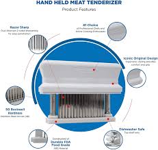 Thank you for your question! Amazon Com Jaccard 48 Blade Meat Tenderizer Original Super 3 Meat Tenderizer 1 50 X 4 00 X 5 75 Inches White Kitchen Dining