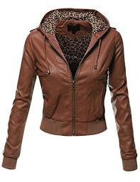 Doublju Women S Double Layered Hooded Faux Leather Jacket Faux Leather Bomber Jacket Faux Leather Hoodie Faux Leather Moto Jacket