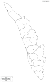 Map showing all the districts of kerala with their respective location and boundaries. Kerala Free Map Free Blank Map Free Outline Map Free Base Map Outline Districts Main Cities White