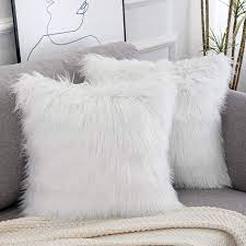 Huge savings for white decorative pillow cases. Amazon Com Wlnui Set Of 2 Decorative White Fluffy Pillow Covers New Luxury Series Merino Style Faux Fur Throw Pillow Covers Square Fuzzy Cushion Case 18x18 Inch Home Kitchen