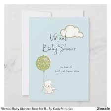 Virtual Baby Shower Bear For Boy Or Girl Save The Date Zazzle Com Virtual Baby Shower Virtual Baby Virtual Baby Shower Ideas