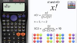 How To Use Ncr On A Calculator Factorial Function X Casio Fx 83gt Fx 85gt Fx 300es Youtube