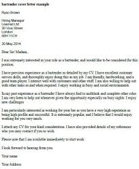 Bartender Cover Letter Example Cover Letter For Resume Cover Letter Example Job Cover Letter