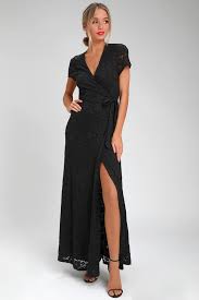 Great Lengths Black Lace Maxi Wrap Dress Black Lace Maxi Long Sleeve Black Maxi Dress Maxi Wrap Dress