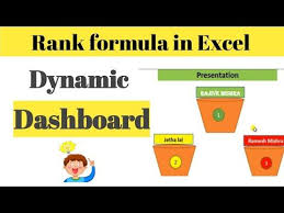 How To Use Rank Formula In Excel Dynamic Dashboard In Excel Excel Formula Formula Excel